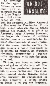 Recorte de la revista Goles del 31 de agosto de 1965.