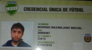 La ficha del debutante Maximiliano Moreno.